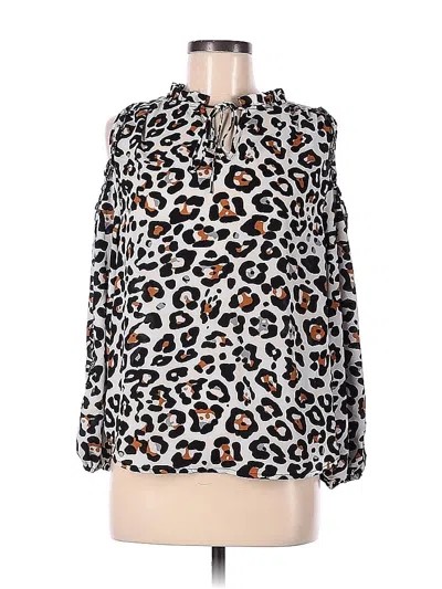 Pre-owned Cooper & Ella Long Sleeve Blouse In Silver