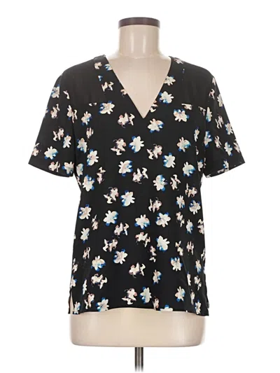 Pre-owned Cooper & Ella Short Sleeve Blouse In Black