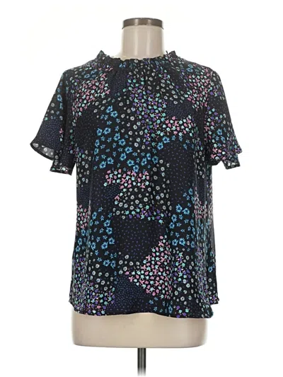 Pre-owned Cooper & Ella Short Sleeve Blouse In Black