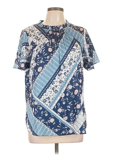 Pre-owned Cooper & Ella Short Sleeve Blouse In Blue
