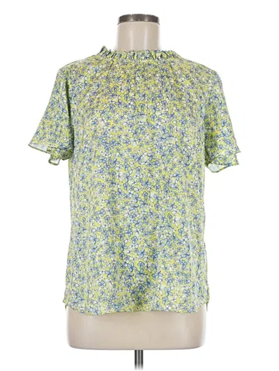 Pre-owned Cooper & Ella Short Sleeve Blouse In Green