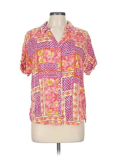 Pre-owned Cooper & Ella Short Sleeve Blouse In Pink