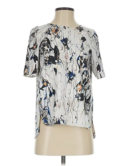 Pre-owned Cooper & Ella Short Sleeve Blouse In Silver