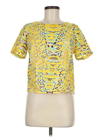 Pre-owned Cooper & Ella Short Sleeve Blouse In Yellow