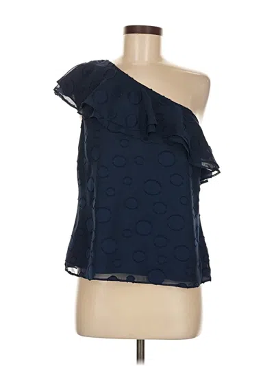 Pre-owned Cooper & Ella Sleeveless Top Blue One Shoulder Neckline Tops