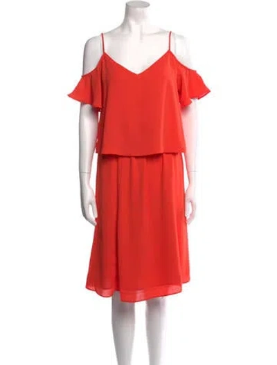 Pre-owned Cooper & Ella V-neck Knee-length Dress In Orange
