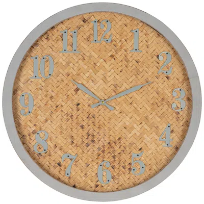 Cooper Classics Desra Natural Gray 23 1/2" Round Wall Clock