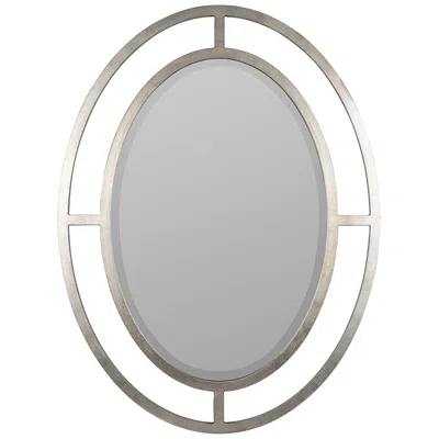 Cooper Classics Elle Silver Leaf Metal 30 1/2" X 40 1/2" Oval Wall Mirror