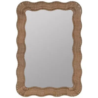 Cooper Classics Erin Gates Natural Rattan 28" X 40" Scalloped Wall Mirror