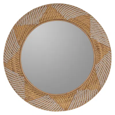 Cooper Classics George Natural Wood 31" Round Wall Mirror