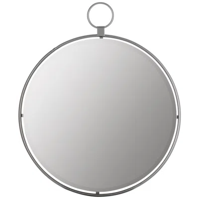 Cooper Classics Griffin Shiny Gray 25 1/2" Round Wall Mirror