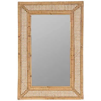 Cooper Classics Jameson Shiny Natural Rattan Cane 24" X 36" Wall Mirror