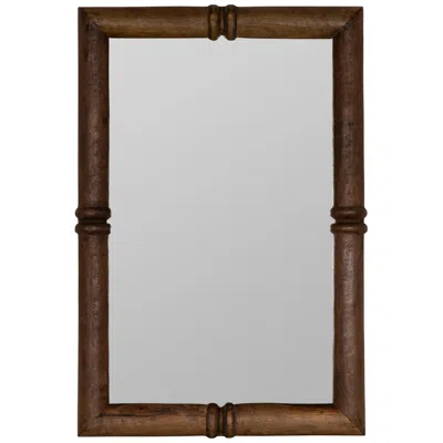 Cooper Classics Jeanne Dark Walnut Finish 36" X 24" Wooden Rectangle Wall Mirror In Brown