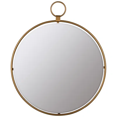 Cooper Classics Jenna Shiny Bronze Golden Metal 25 1/2" Round Wall Mirror