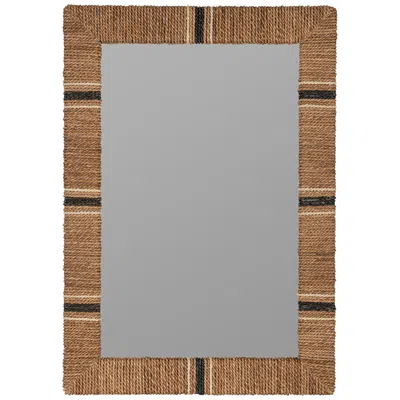 Cooper Classics Louise Natural Navy Tan Jute 28 1/4" X 40 1/2" Wall Mirror