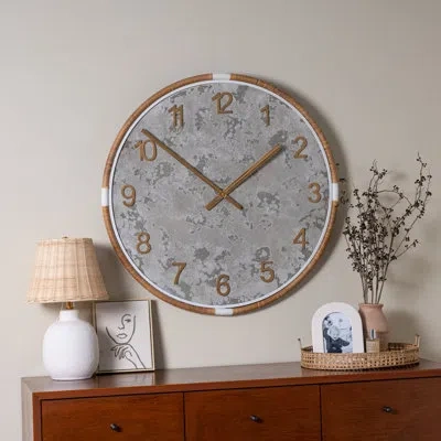 Cooper Classics Oversized Sundale 31" Wall Clock In Gray;gold