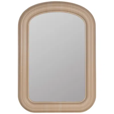 Cooper Classics Phoebe Natural Oak Finish 40" X 28" Wooden Arched Wall Mirror In Brown