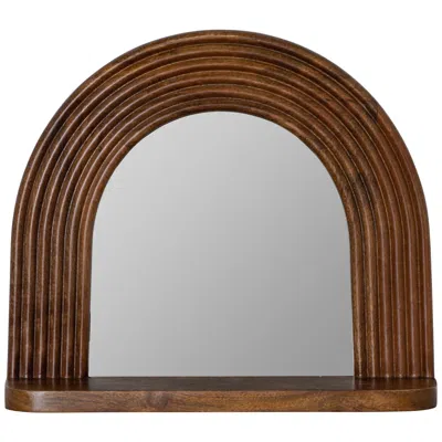 Cooper Classics Sean Glossy Walnut 17" X 20" Mango Wood Arch Shelf Wall Mirror
