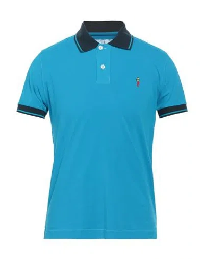 Cooperativa Pescatori Posillipo Man Polo Shirt Azure Size 3xl Cotton, Elastane In Blue