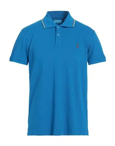 Cooperativa Pescatori Posillipo Man Polo Shirt Bright Blue Size L Cotton, Elastane