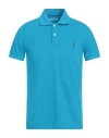 Cooperativa Pescatori Posillipo Man Polo Shirt Turquoise Size S Cotton, Elastane In Blue