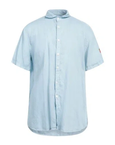 Cooperativa Pescatori Posillipo Man Shirt Sky Blue Size Xxl Linen In Blue