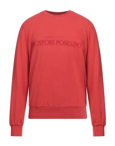 Cooperativa Pescatori Posillipo Man Sweatshirt Tomato Red Size Xxl Cotton, Elastane