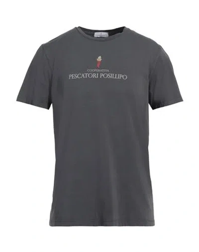 Cooperativa Pescatori Posillipo Man T-shirt Lead Size 3xl Cotton, Elastane In Grey