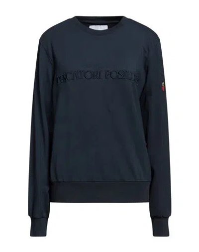 Cooperativa Pescatori Posillipo Woman Sweatshirt Navy Size Xl Cotton, Elastane