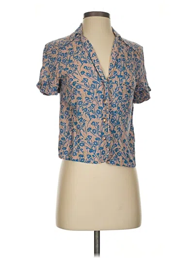 Pre-owned Cooperative Short Sleeve Blouse In Brown