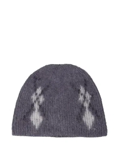 Coor Argyle-pattern Beanie Hat In Gray