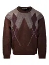 Coor Argyle-pattern Crew-neck Sweater In Brown