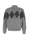 Coor Argyle-pattern Zip-up Sweater In Gray