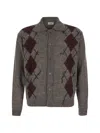 Coor Argyle Collar Cardigan With Notched Revers And Buttons In Gray