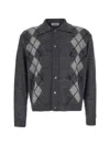 Coor Argyle-patterned Collared Cardigan In Gray