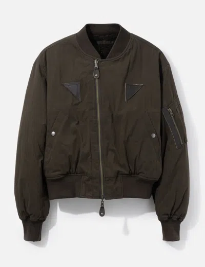 Coor B-15 Leather Tab Sherpa Bomber In Brown