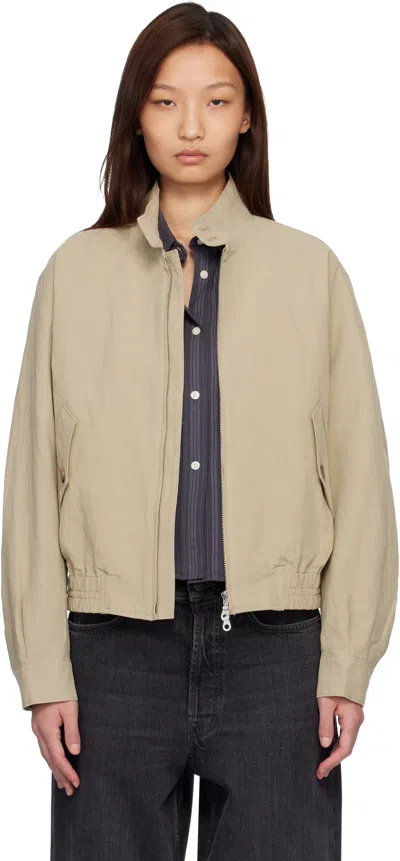 Coor Beige Linen Blend Harrington Jacket In Brown