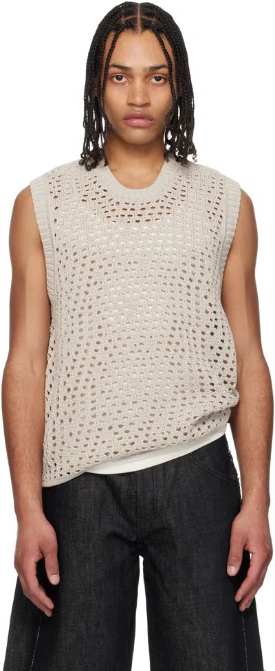 Coor Beige Organic Crochet Knit Vest In Natural