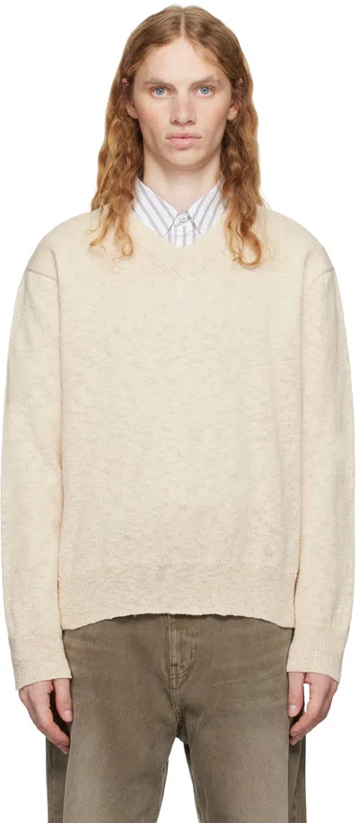 Coor Beige V-neck Sweater In Ivory