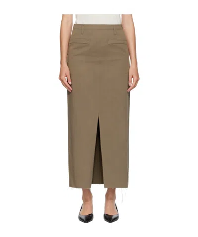 Coor Belt Loop Midi Skirt In Khaki Green
