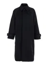 Coor Black Coat With Wide Collar And Hidden Button Closure On The Front In Wool Man In Blue
