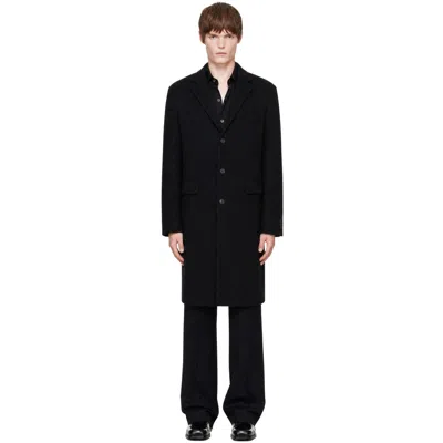 Coor Black Corduroy Trim Hairy Chesterfield Coat