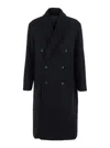 Coor Black Double-breasted Coat With Classic Lapels In Wool Blend Man In Black
