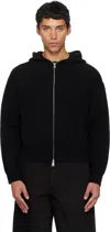 Coor Black Double Face Wool Blend Zip-up Hoodie In Black