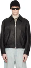 Coor Zip-up Leather Jacket In Black