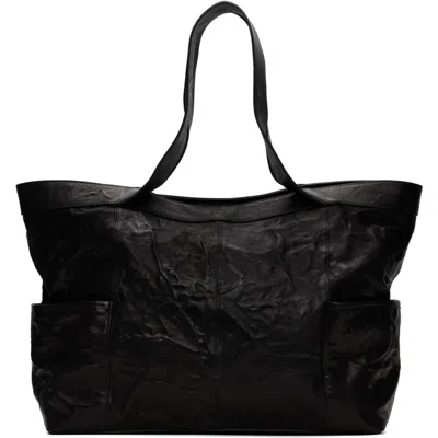 Coor Black Multi Pocket Crinkled Lambskin Tote