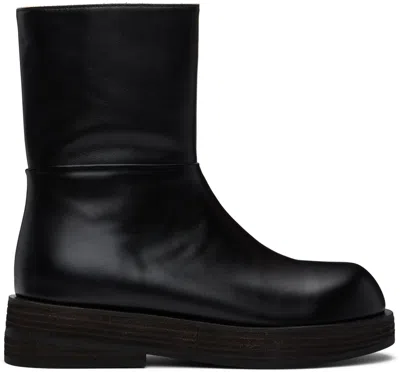 Coor Black Round Toe Raw Cut Boots