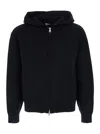 Coor Black Sweatshirt With Hood And Front Zip Closure In Wool And Cashmere Man In Black