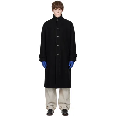 Coor Black Virgin Wool High Neck Coat