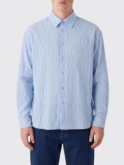 Coor Pleated Cotton Blend Shirt In Blue